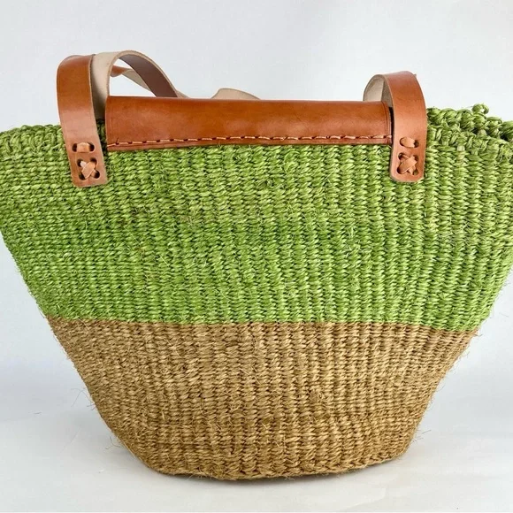 NWOT Sisal Market Kiondo Bag w/ leather top/closure/ and straps - Picture 4 of 6